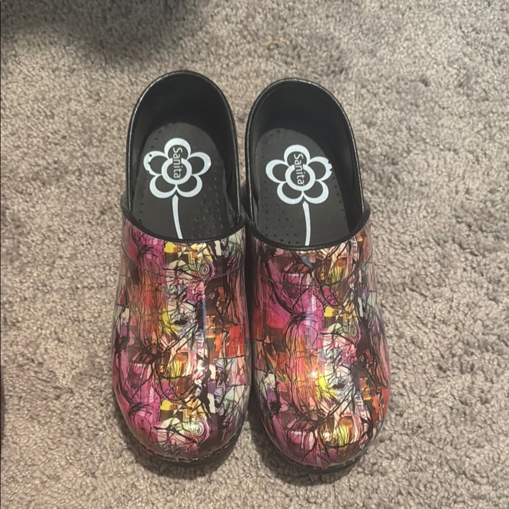 Sanita Pink and Yellow Artistic Slippers